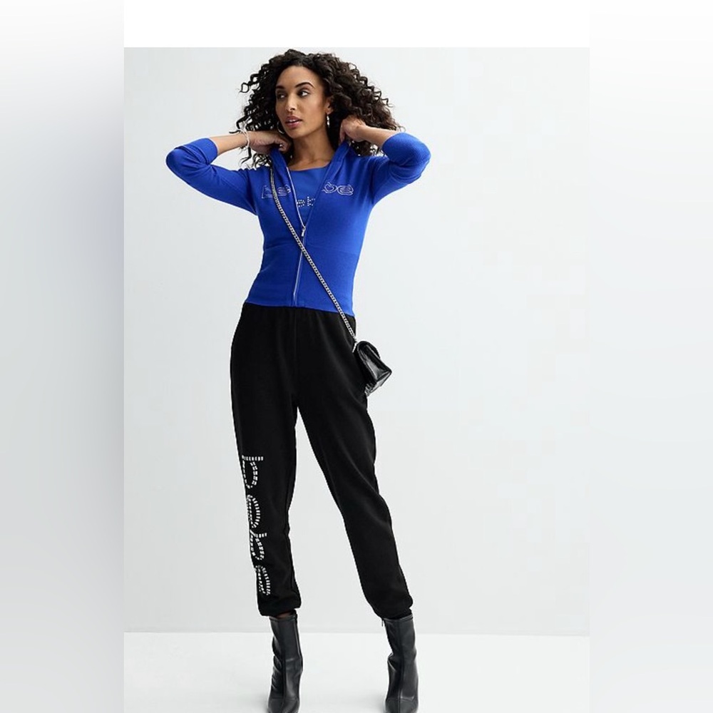 bebe Embellished Full-Zip Hooded Sweater S